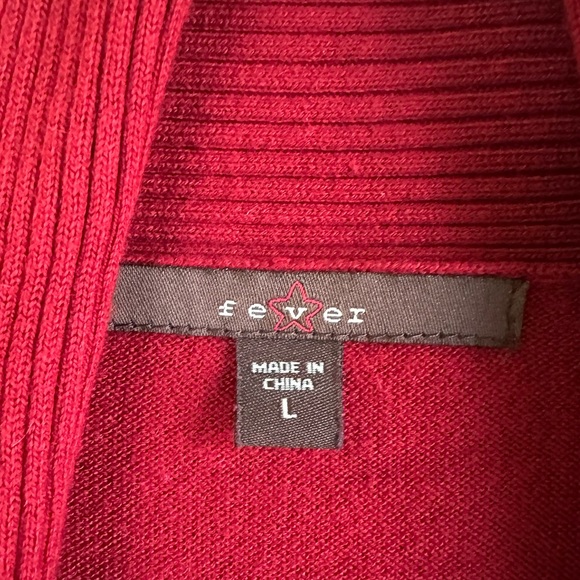 Women’s Open Front Cardigan; Red; Size Large - Picture 2 of 5